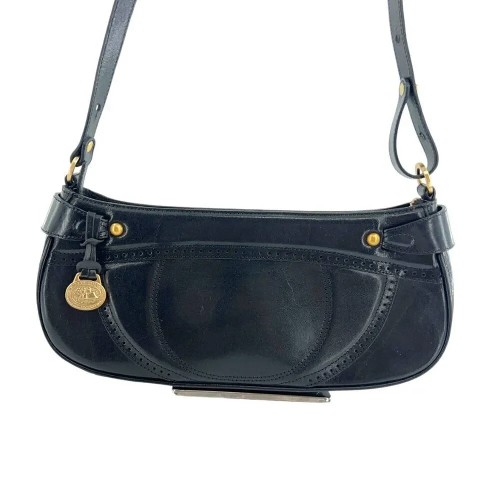 BRAHMIN Small Black Smooth Leather Shoulder Bag Purse